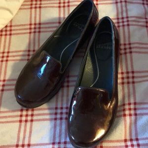 Burgundy patent leather loafers